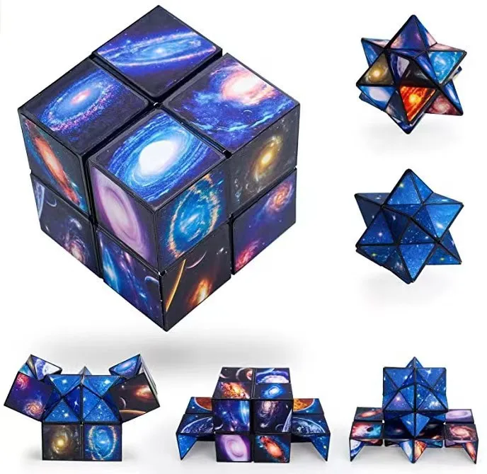 2 in 1 Star Sky Infinity Cube EDC Fidget Toy Creative Decompression Puzzle for Stress Relief Fun Plaything for Kids and Adults