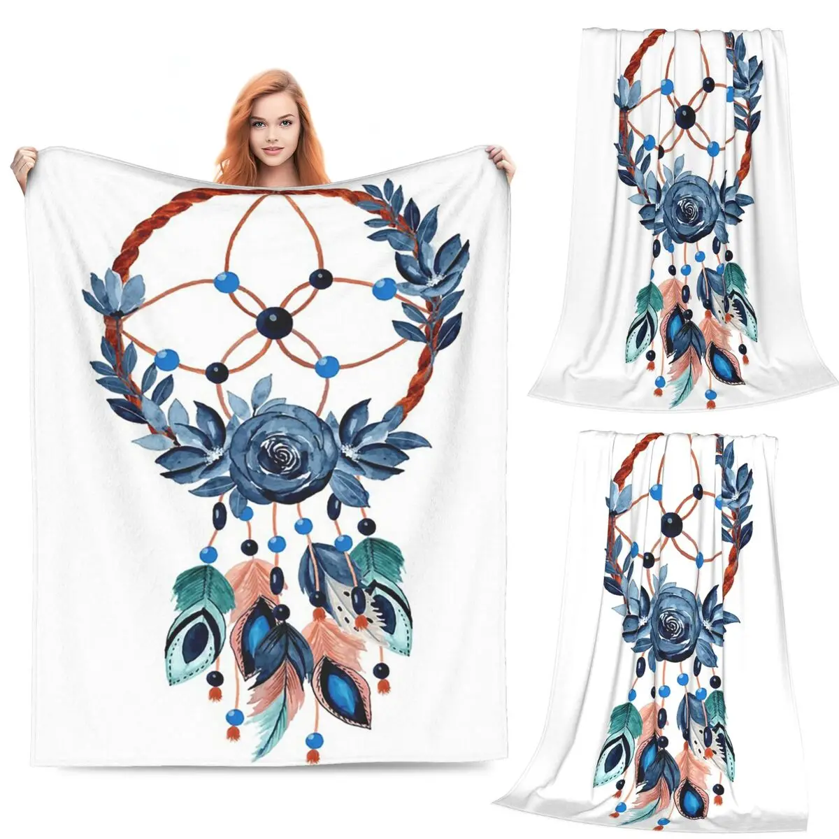 

Акварельные цветочные одеяла «Ловец снов» в стиле бохо, флисовое одеяло для дивана, дышащее одеяло для дивана, постельное белье, покрывало, одеяло