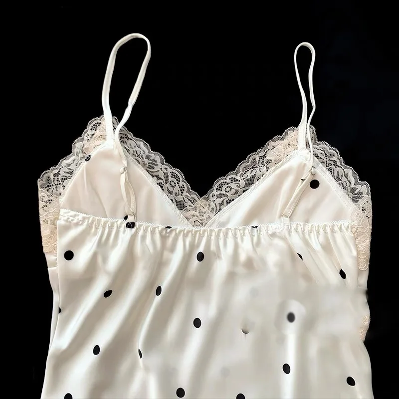 New Summer Ice Silk Pajamas Sexy Deep V With Cushion Strap Shorts Comfortable Two Piece Home Clothes