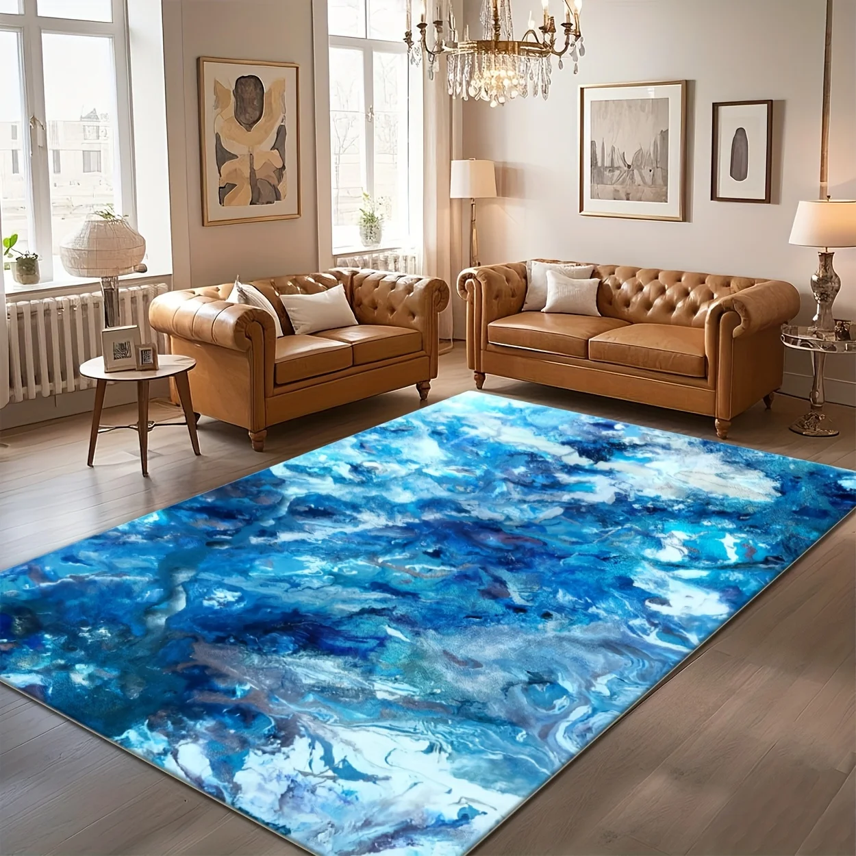 Large Washable Rectangular Rug Durable Stain Resistant Mat For High Traffic Entryway Hallway Use