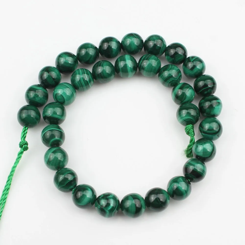 Image 4: Perles rondes en pierre naturelle Malachite AAA, amples, adaptées au bracelet, collier, couture, pour la fabrication de bijoux, 6, 8, 10, 12 mm, 7.5 pouces
