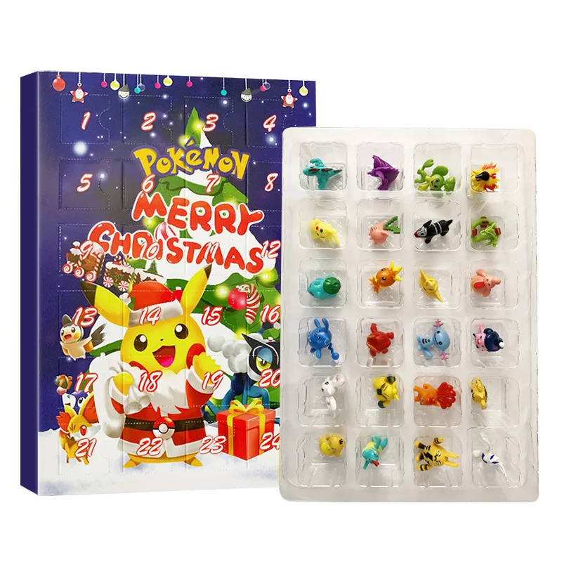 Adventskalender Pokemon Figur Weihnachtsbox Halloween Geschenk Mini Pikachu Anime Figural Action 24-teiliges Set PVC Modell Kinderspielzeug
