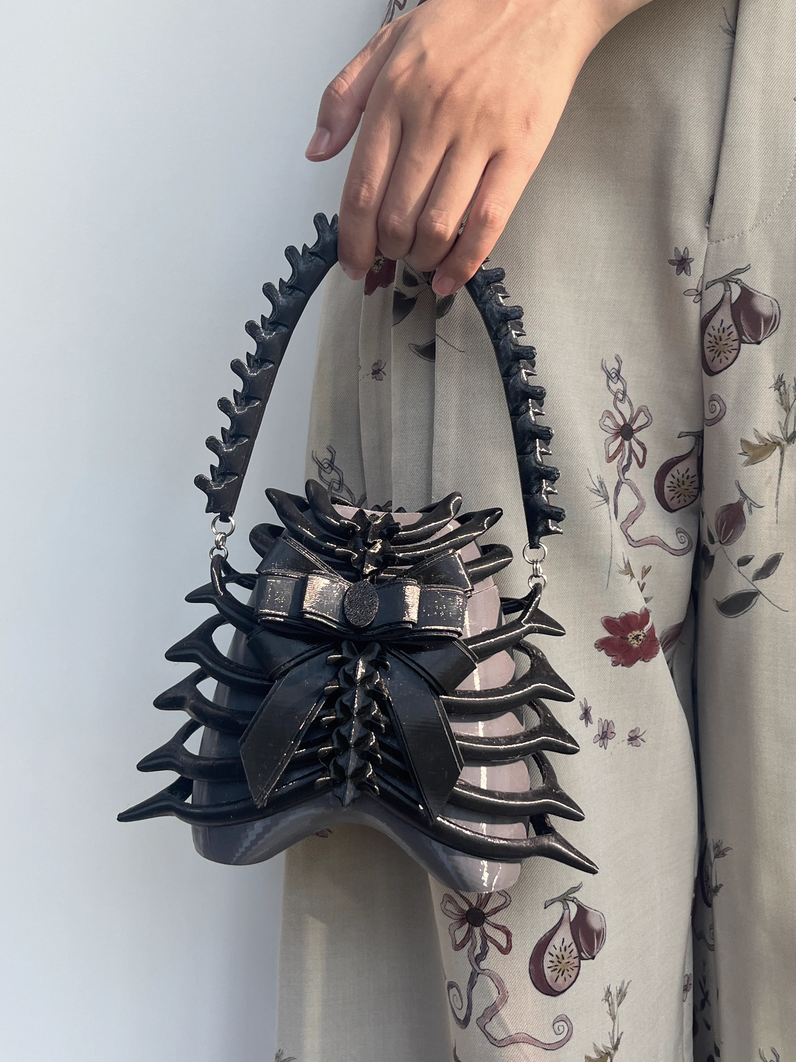 

Ins Niche Black Rib Shape Bag Adult 3D Printing Handmade Punk Soft Rib Handbag Custom Retro Y2K Handbag Unisex TPU Party Bag