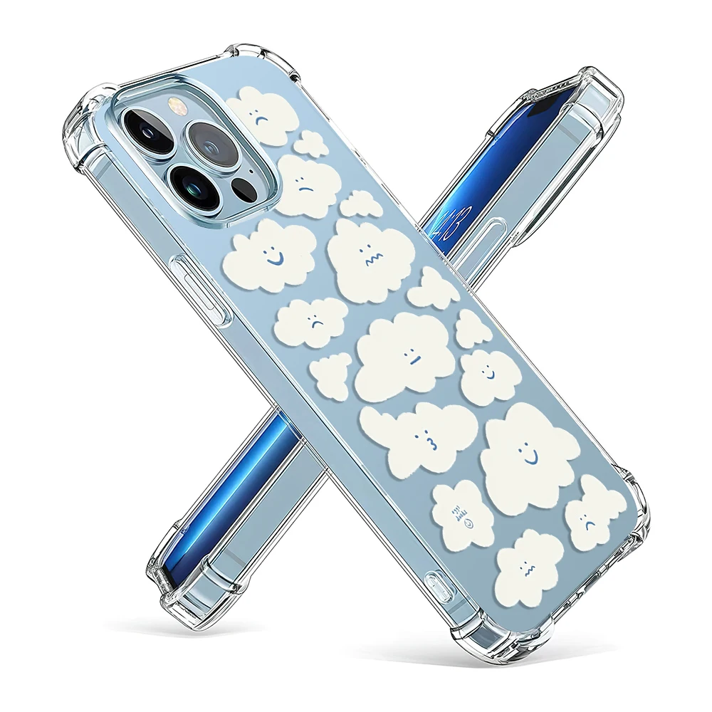 Smiling Flowers White Clouds Phone Case For Xiaomi Mi 8 9 10 10T 11 11T 12 12T 13 Lite Pro 12S Ultra Soft Clear TPU Back Cover image 3