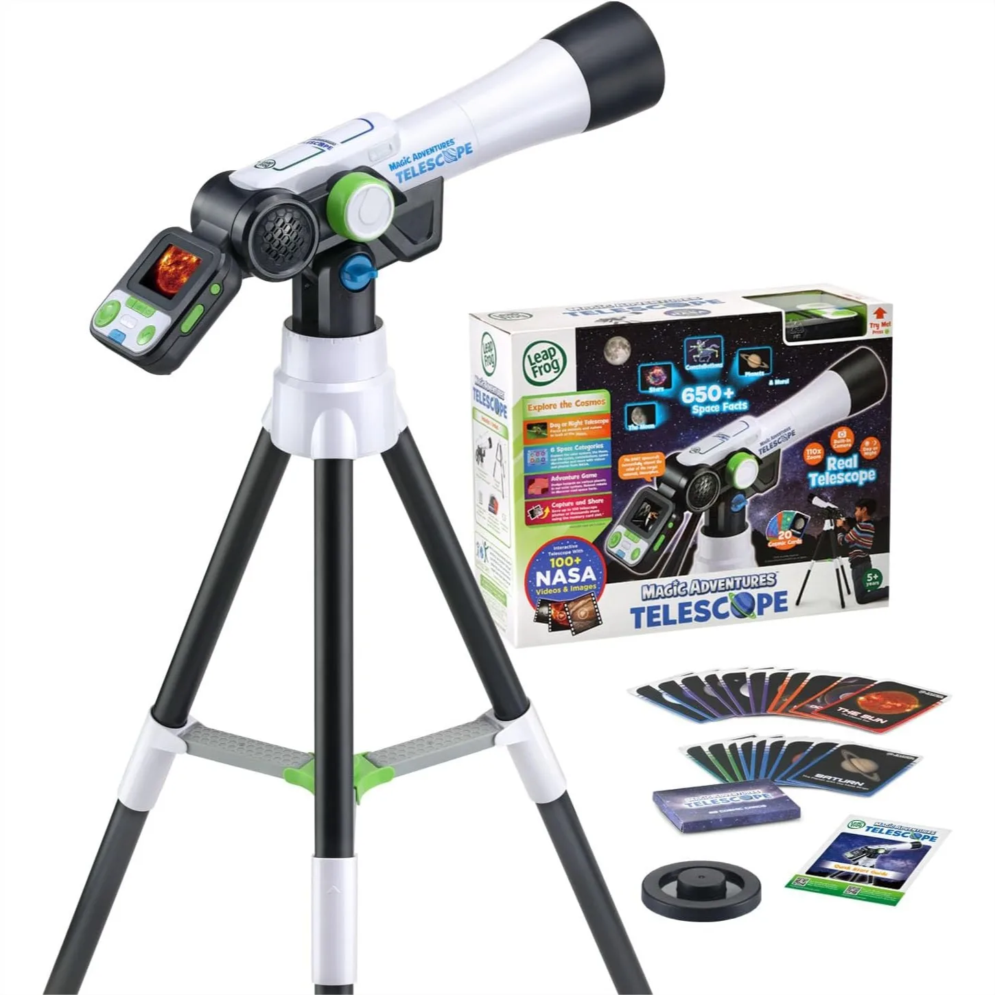 

LeapFrog Magic Adventures Telescope with 2.4" Screen, 110x Zoom, and NASA Videos for Kids Ages 5+