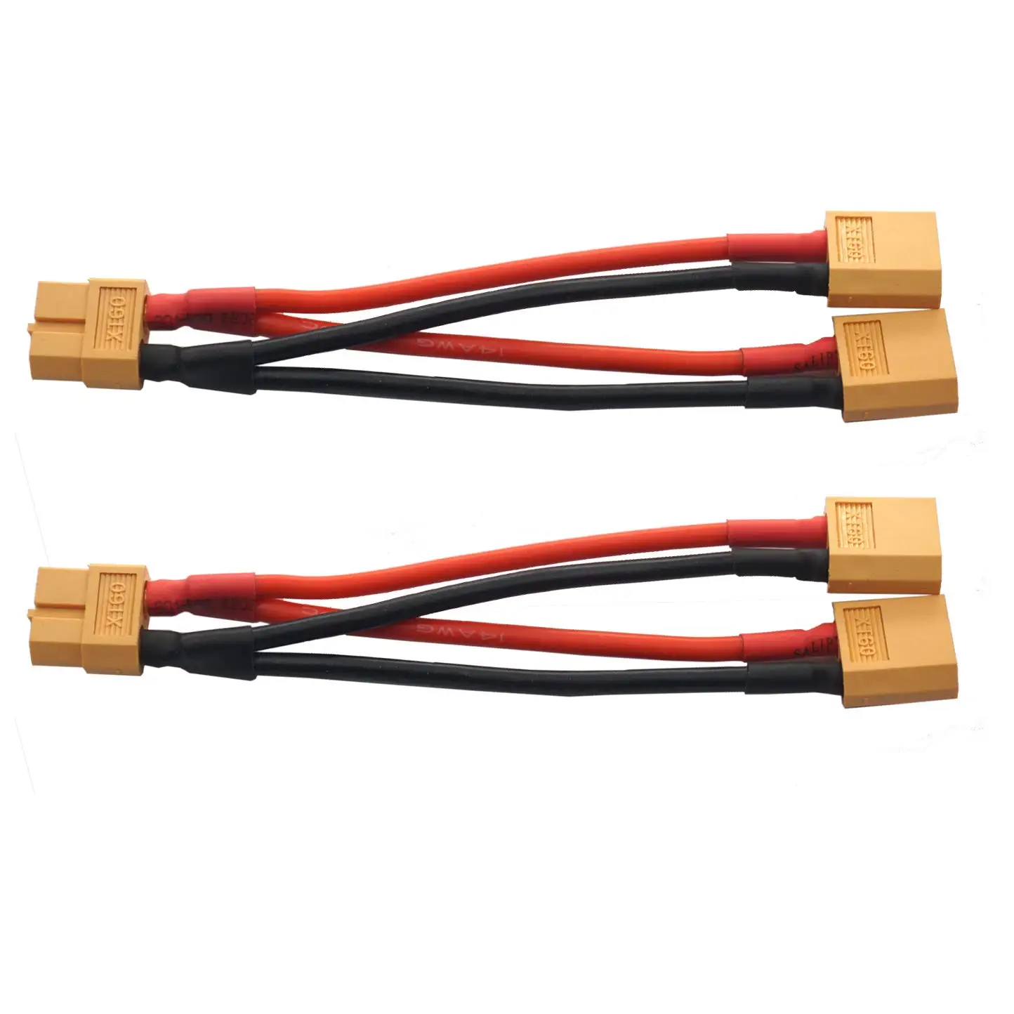 XT60 Parallel Battery Connector 14awg 3.93inch XT60 2-Male to 1-Female Parallel Adapter Wire Cable for RC Multicopter Quadcopter