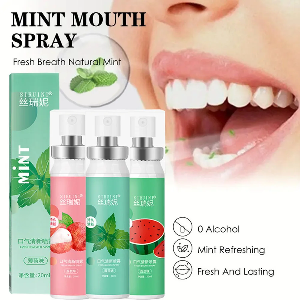 Oral Fresh Spray Fruit Flavor Peach Litchi  Portable Mouth Freshener Oral Care Cleansing Sweet Breath  Bad Persistent Remove