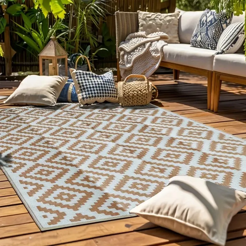 VIKAMA Summer Outdoor Mat - Foldable, Suitable for Terraces, Camping, Backyards and Picnics, Easy to Clean and Machine Washable