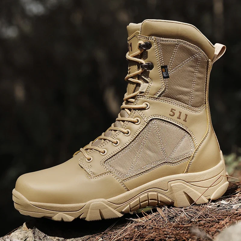 Men Tactical Boots Army Boot Military Waterproof Desert Work Safety Shoes Climbing Hiking Shoe Ankle Training Boots Plus Size