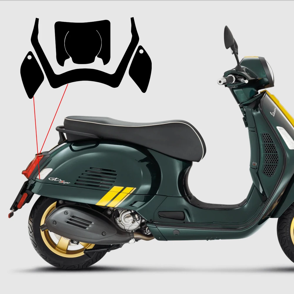 فيلم فانوس أمامي ليد للدراجات النارية ، غشاء واقي أمامي وخلفي من البولي يورثين الحراري ، غشاء واقي مدخن لـ VESPA GTS ، ملحقات الأجزاء ، GTS300 ،