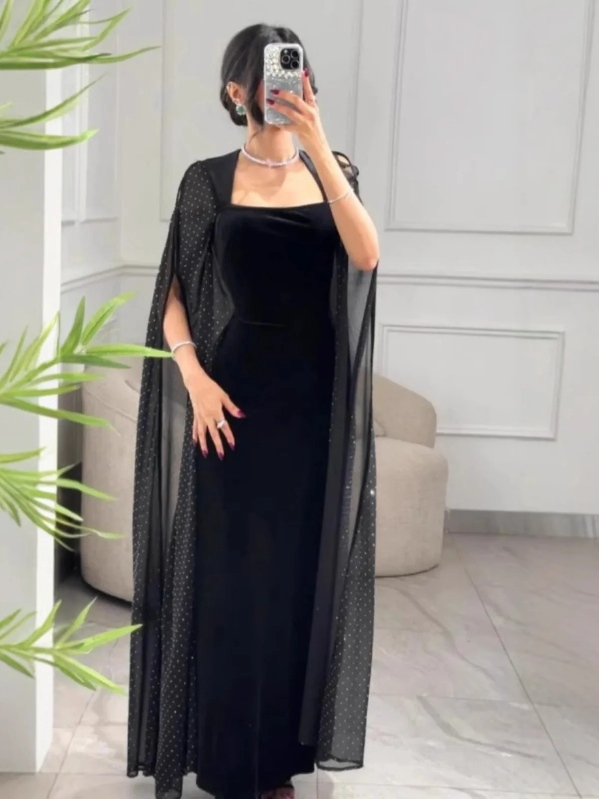 

Ele Velvet Hip Hing Dr с эbellied Sves и бриллиантами для женщин Длинное свадебное платье длиной до пола Sve