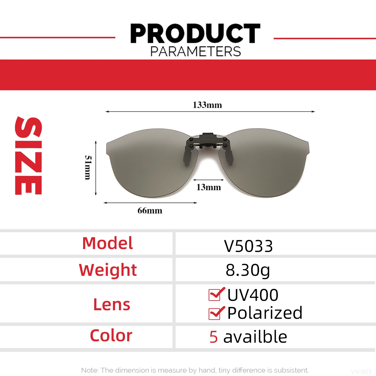 VIVIBEE Red Fishing Flip Up Clip On Polarisierte Sonnenbrille Herren UV400 High Definition Nachtsicht-Fahrlinse – Detail 10
