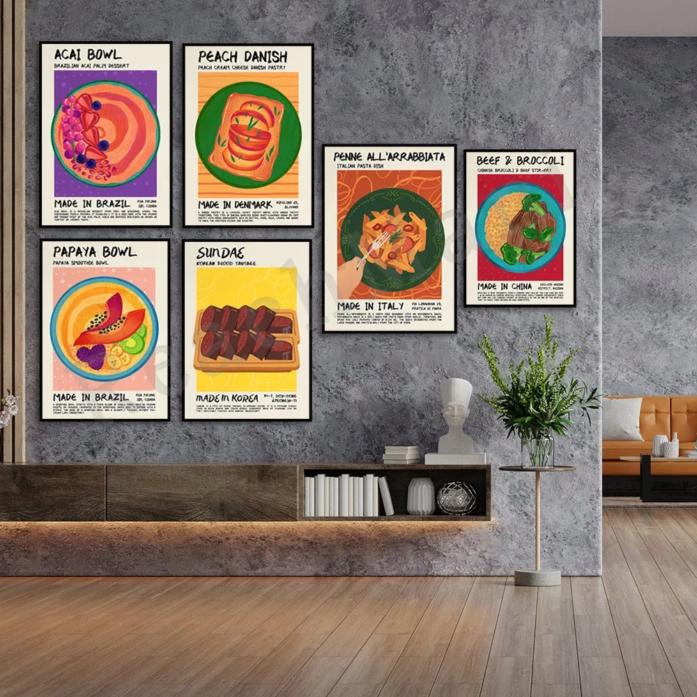 معكرونة، معجنات الدنماركية الخوخية، سوزو، لحم البقر، البقري، وعاء عصير التوت، الحلوى، نقانق الدم، ملصق الطعام الآسيوي الكوري