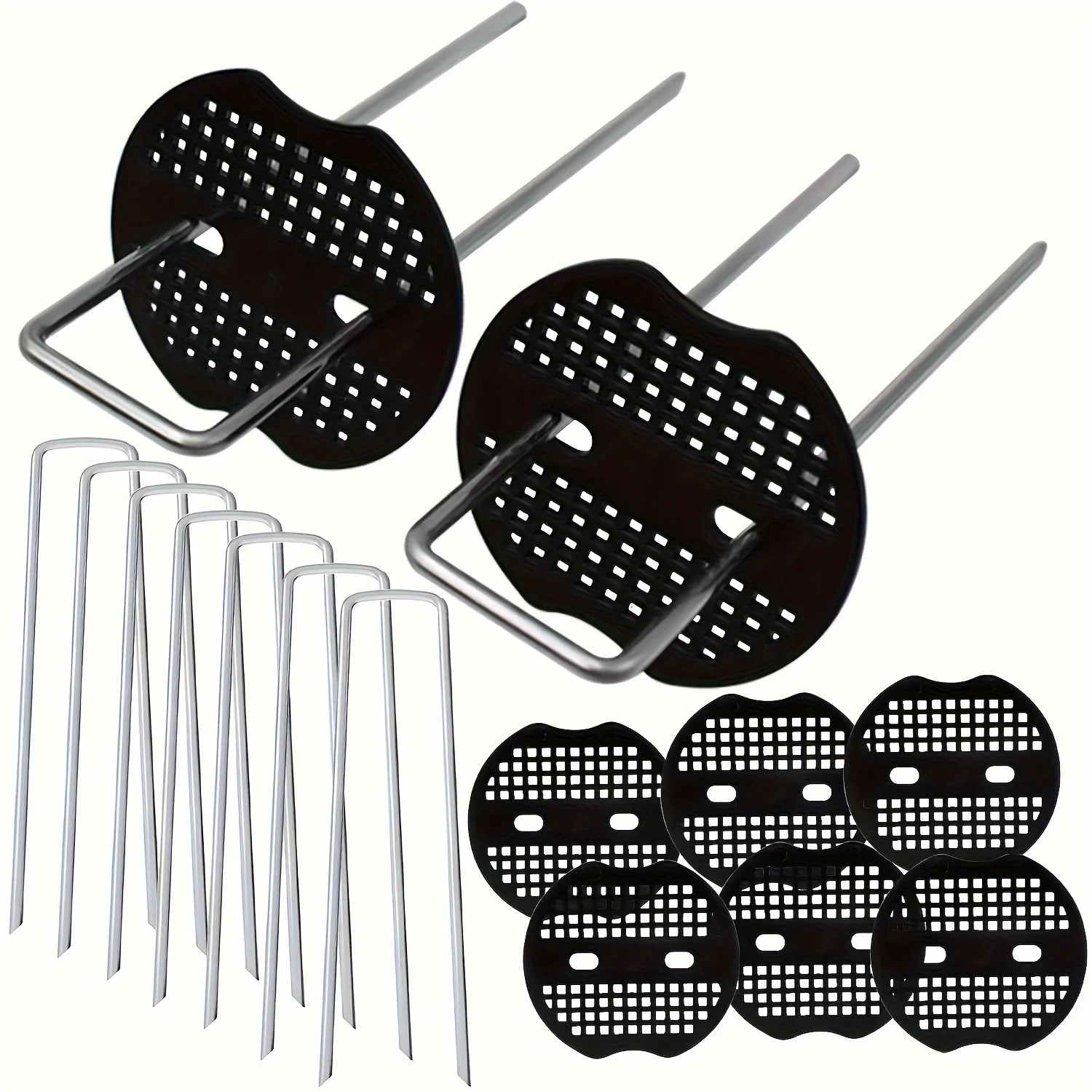 100/200 Heavy-Duty U-Shaped Galvanized Iron Tent Stakes with Washers, Suitable for Outdoor Tents, Gardening Fabric, Landscape Fabric, Weed Barrier Fabric, and Galvanized Iron Ground Stakes, Tent Fixation, Camping Stakes, Long Tent Stakes, Heavy-Duty Tent Stakes, Tent Stakes Screws, Spiral Tent Stakes, Tent Frame, Camping Fence, Elevated Tent, Standing Tent, Easy-To-Install Tent, Reinforced Anchor Points, Durable