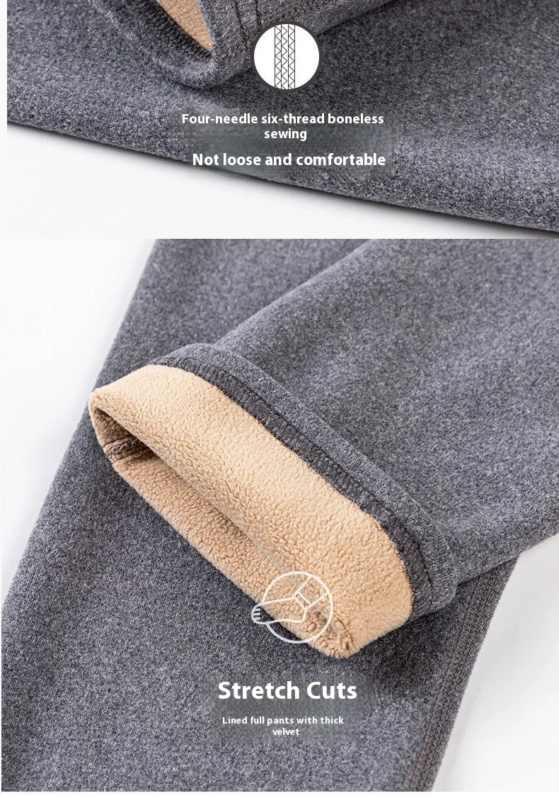 Warm Fleece Thermal Pants for Men Comfortable Elastic Tights Winter Leggings Underwear Merino Wool