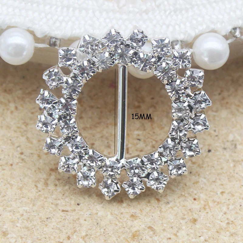 5pcs Round Sun Flower Silver Crystal Rhinestone Buckle Damond Buckle Wedding Supplies For Gift Box Ribbon Packaging Decoration