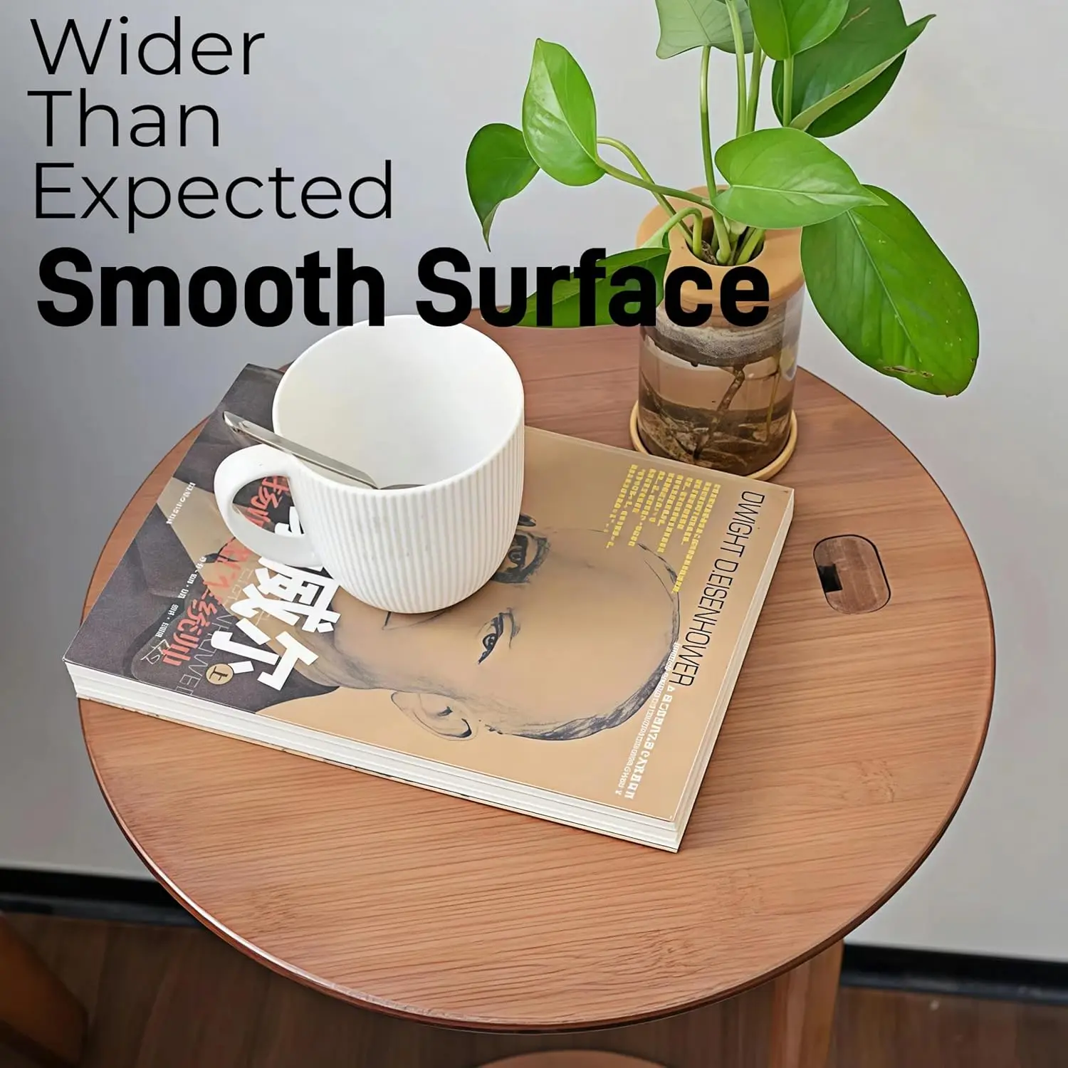 Side Table with Pedestal - Adjustable Height C Shaped End Tables for Small Spaces, Couch, Bedside, Living Room, 14x14x26 Inch