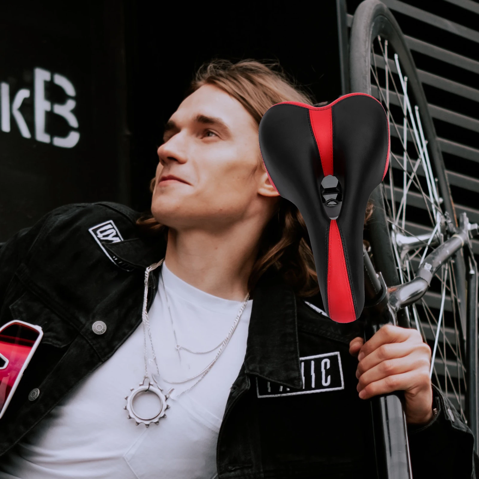 

Bicycle Saddle Red Bike Seat For Road Mountain Cycling Lightweight Cushion Durable Pad Cycle Seat Bike