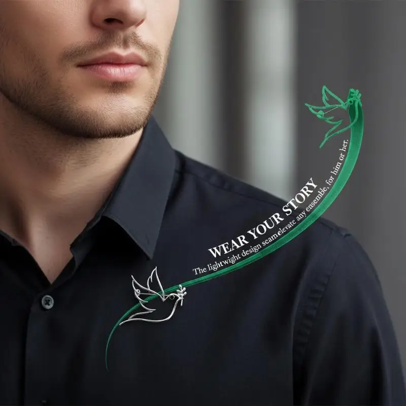 Exquisite Temperament Simple Hollow Olive Branch Peace Dove Brooch Suit Jacket Versatile Lapel Pin Women's Party Gift Jewelry