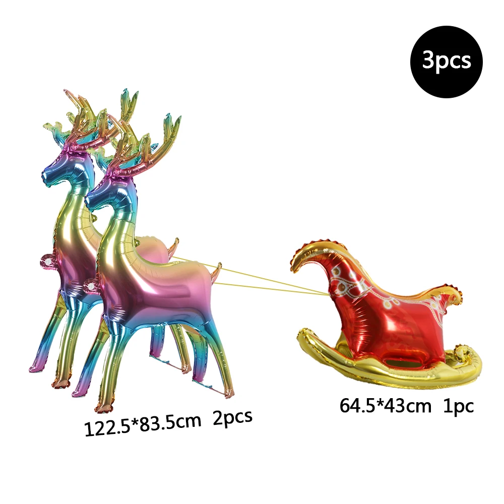 Big 4D Standing Christmas Tree Aluminium Foil Balloon Elk Cartoon Deer Balloon Animal Xmas Party New Year Decor Reindeer Balloon