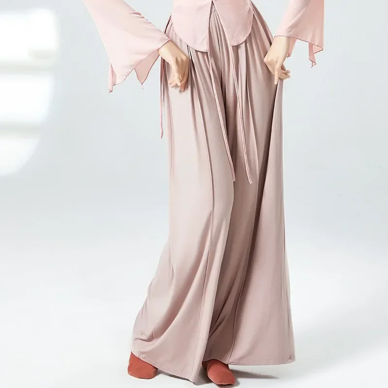 

Брюки для современного танца, прямые брюки, драпированная танцевальная одежда, элегантные широкие брюки в китайском стиле, классическая практика