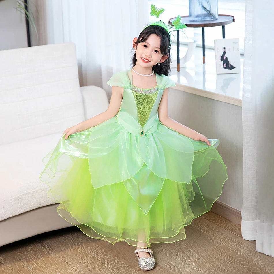 Premium Quality Frog Princess Dress for Little Girls Ideal for All Saints' Day Stage Performance Parties and Cosplay Adventures