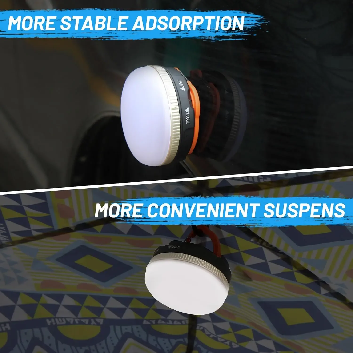 USB wiederaufladbare LED-Campinglaternen mit Magnetfuß, tragbare Außenleuchte für Wandern, Angeln, zylindrisches Notfall-Design