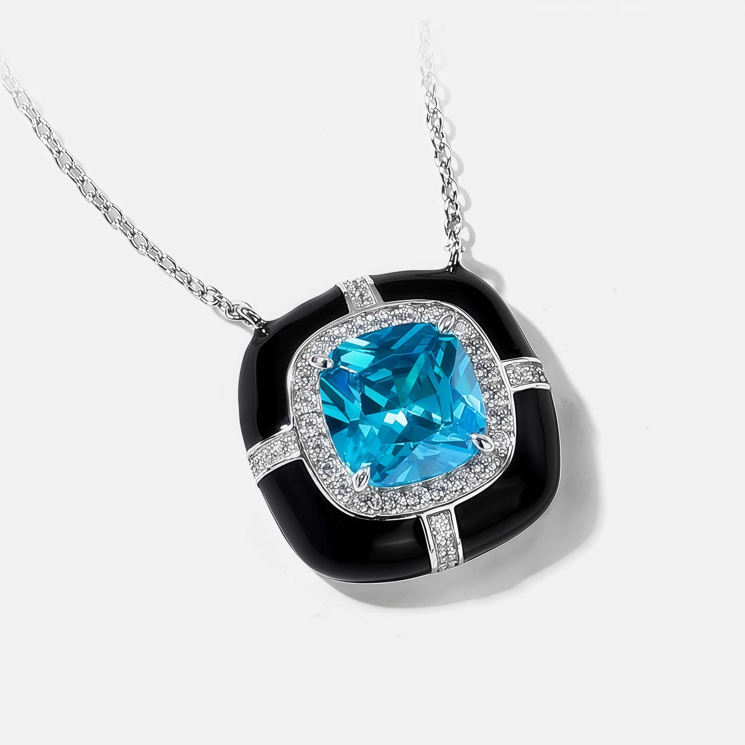 WINKINWINSIN ماركة MST 925 فضة السماء الزرقاء المرأة عالية الكربون الماس شهادة قطرة الماء المعلقات القلائد