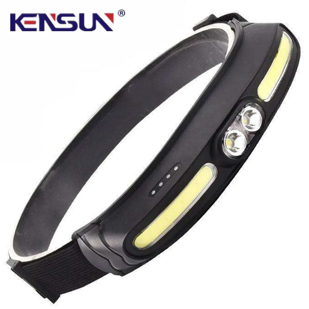 Powerful 210°Wide Beam COB+LED Headlamp 350 Lumen Soft Light Headlight USB C Rechargeable Red Light Adjustable Headband Headlamp