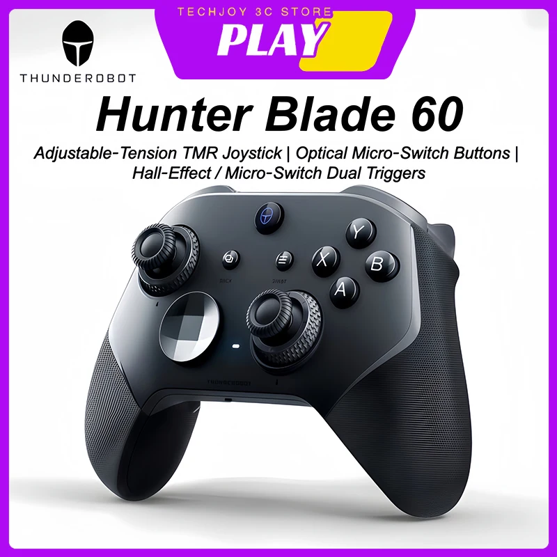 Thunderobot Hunter Blade 60 Wireless Game Controller 8KHz 3-Mode TMR Joystick Dual‑Mode Triggers for NS1/Switch2/PC/Steam Gamers