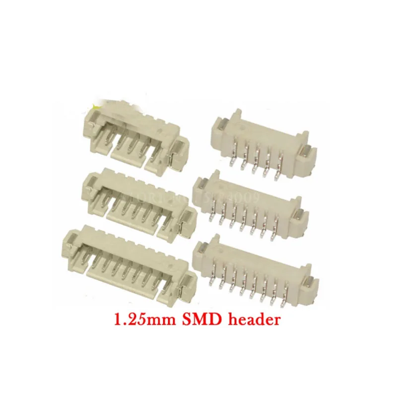 20pcs JST 1.25mm vertical Male Connector SMD Socket 1.25mm Plug SH Pitch Pin Header 2P/3P/4P/5P/6P/7P/8P/9P/10P/11P/12P