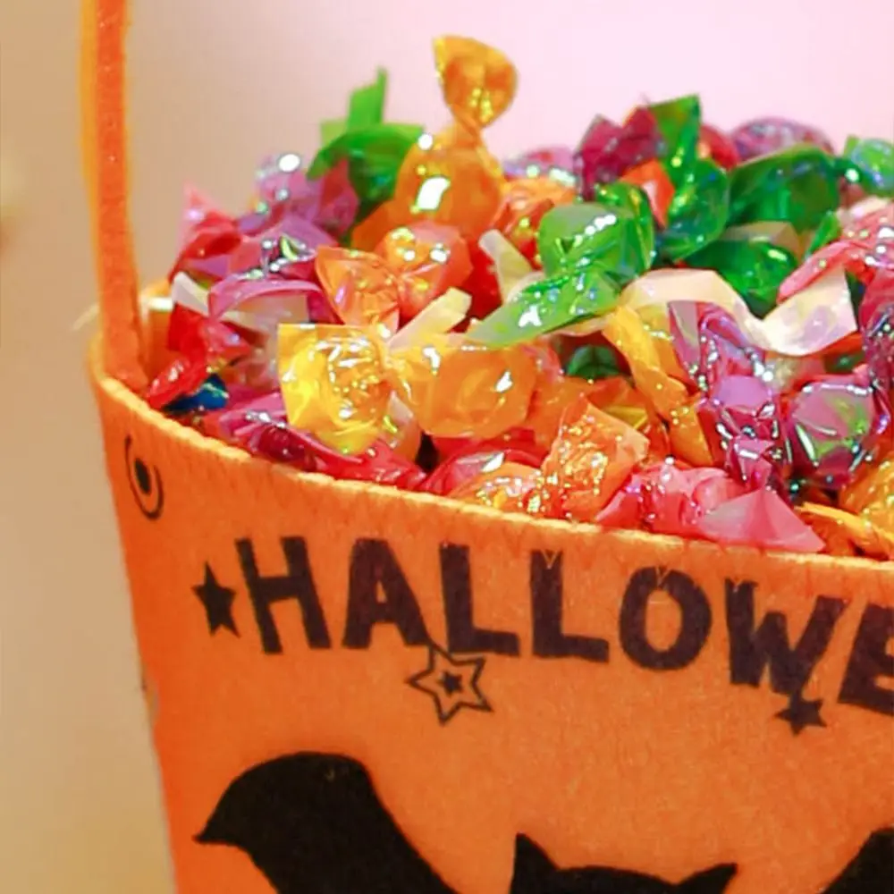 Bolsa de dulces de gran capacidad para Halloween, bolso de mano de calabaza con asa, ideal para regalo de fiesta