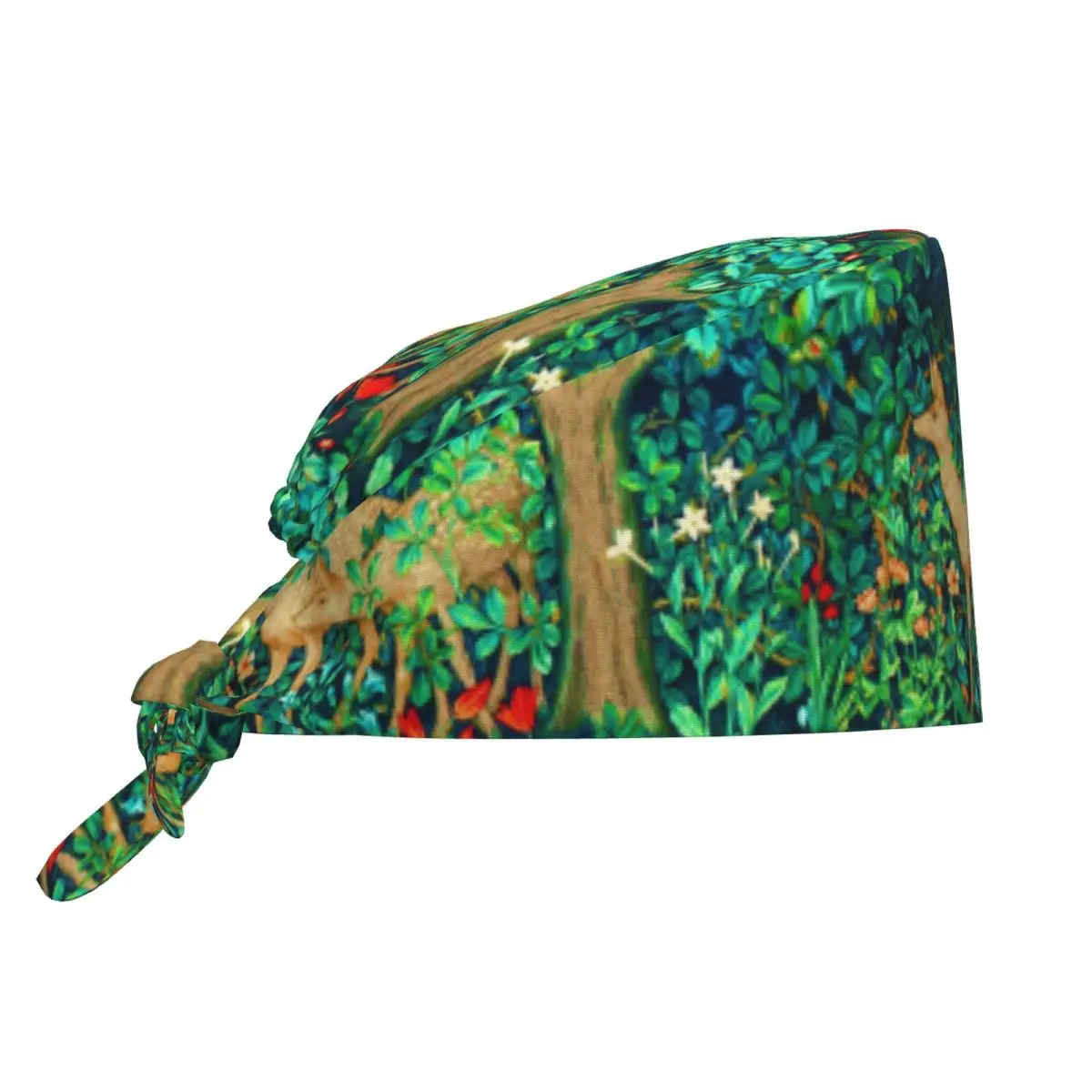 Custom William Morris Forest Deer Medical Staff Scrubs Hat Unisex For Chef Hat Scrub Caps