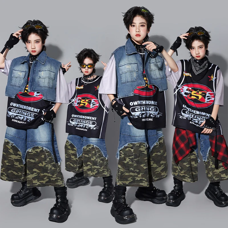 

Boys Hip Hop Clothes Children Street Dance Show Costume Loose Top Camouflage Cropped Pants Jazz Outfit Fashion Streetwear 3753