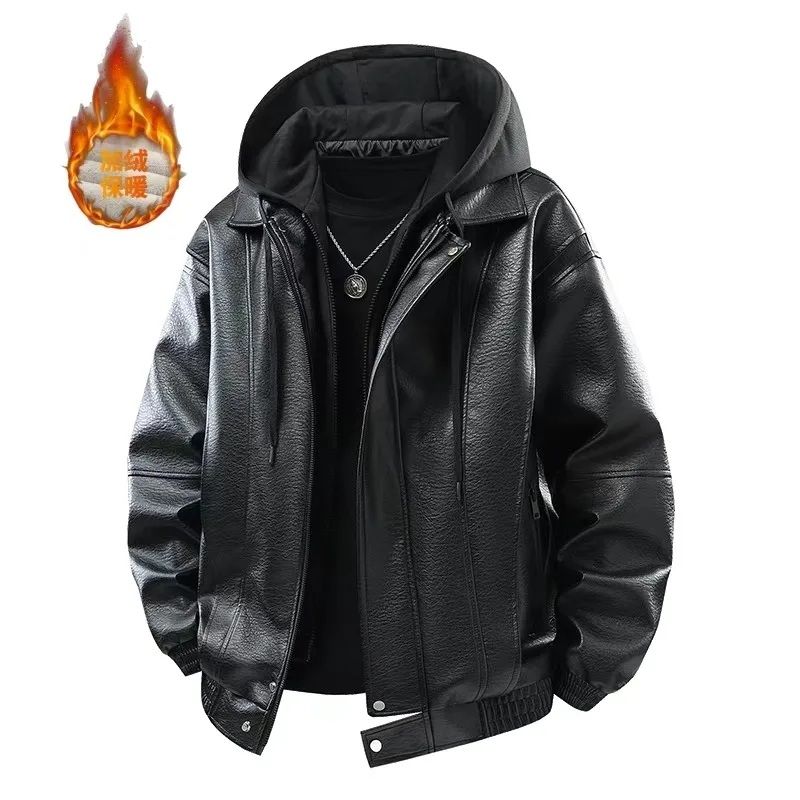 

Thicken Vintage PU Leather Jackets for Men Outdoor Quality Windproof Male Clothes Winter Comfortable Warm Outerwear Casual New