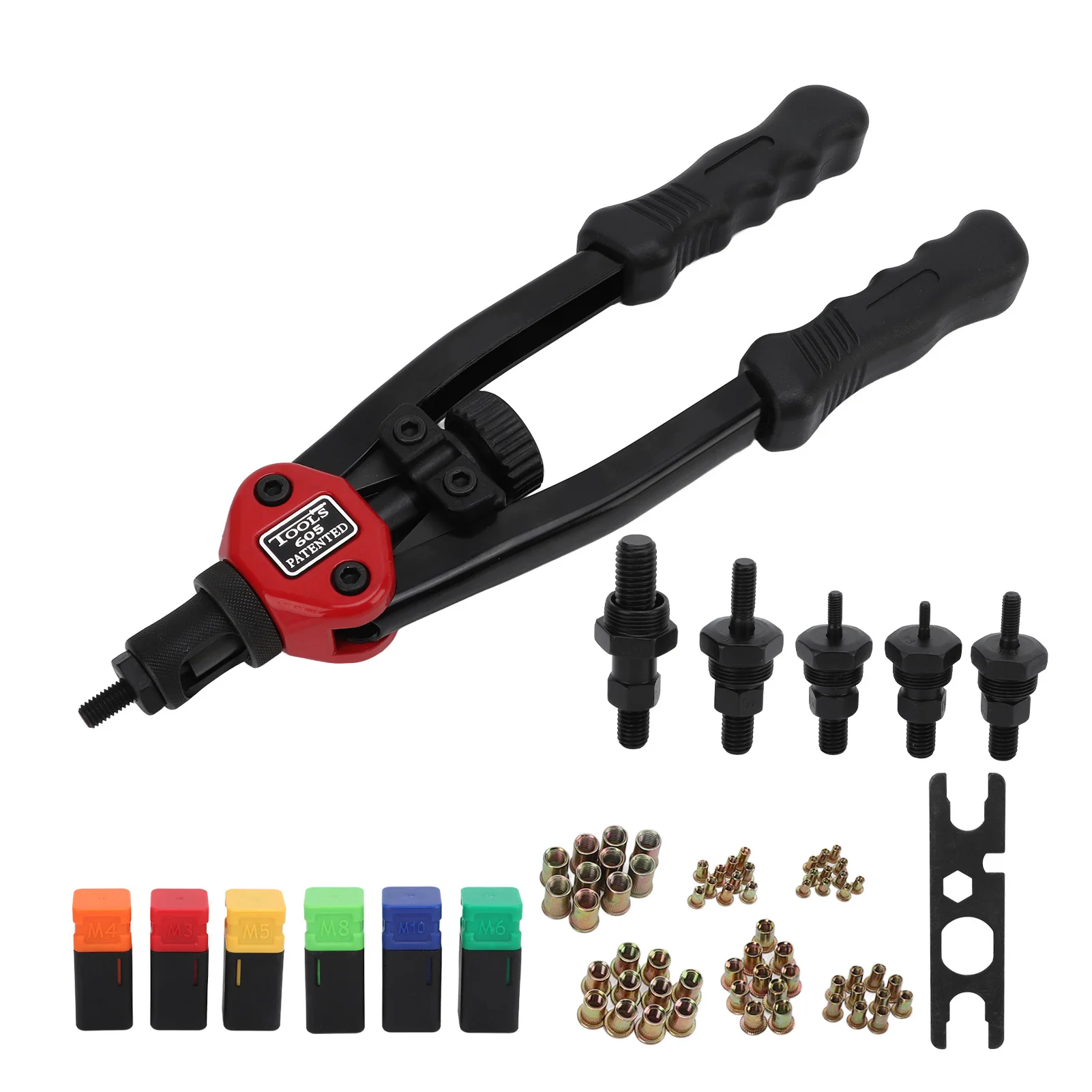 

13in Rivet Nut Tool Set Hand Riveter with M3 M4 M5 M6 M10 Screw Nut Rivnut Setting Tools for Automotive Nutsert Rivet Tool Set