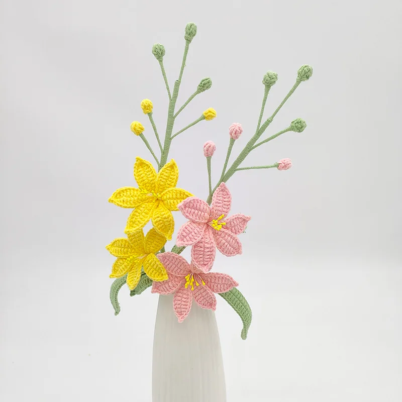 Artificial Flower 10 Branches Handmade Woven Flower Bouquet Multicolor Home Ornament Spark Orchid Finished Product Decor