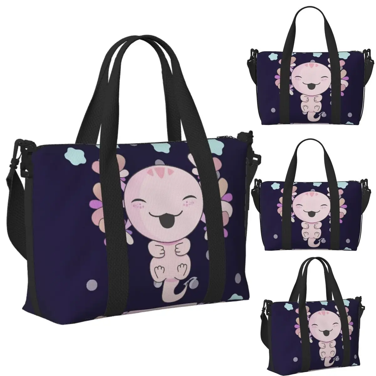 

Axolotl Sea Animal Beach Travel Bag Large Capacity Tote Bags for Gym Yoga Women Shopping Duffle Shoulder Bag
