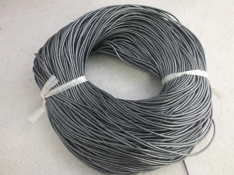 

100m Jewelry DIY 1.5mm Genuine Silver Color Round Leather Cord For Jewelry Making