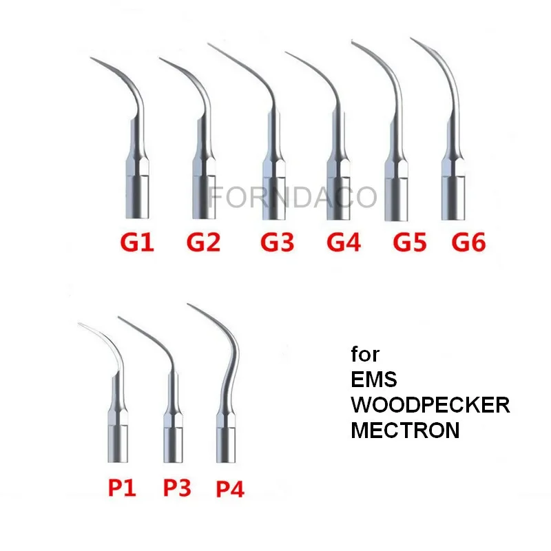 

5pcs G1,G2,G3,G4,G5,G6,P1,P3 P4 Dental Scaler Tips Fit EMS Woodpecker Ultrasonic Handpiece Scaling Tip