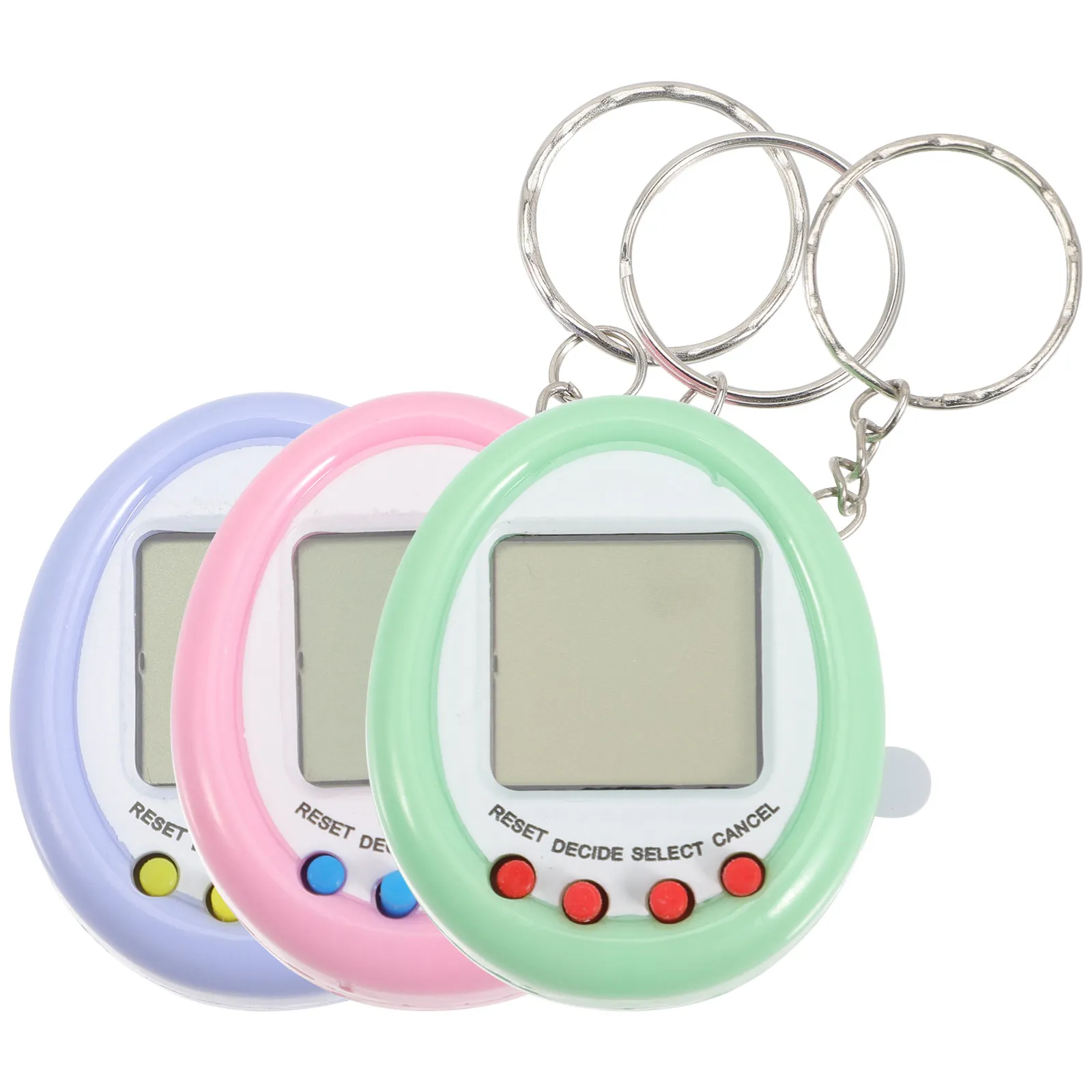 

3Pcs Electronic Pets Handheld Game Machine Adorable Mini Digital Keychain Fun Educational Pet Raising Game for Kids Bag Decor