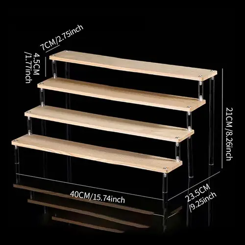 1-5 Tier Wood Acrylic Display Stand Hand-made Figure Doll Décor Toy Animation Car Model Blind Box Perfume Shelves Organizers - Image 15