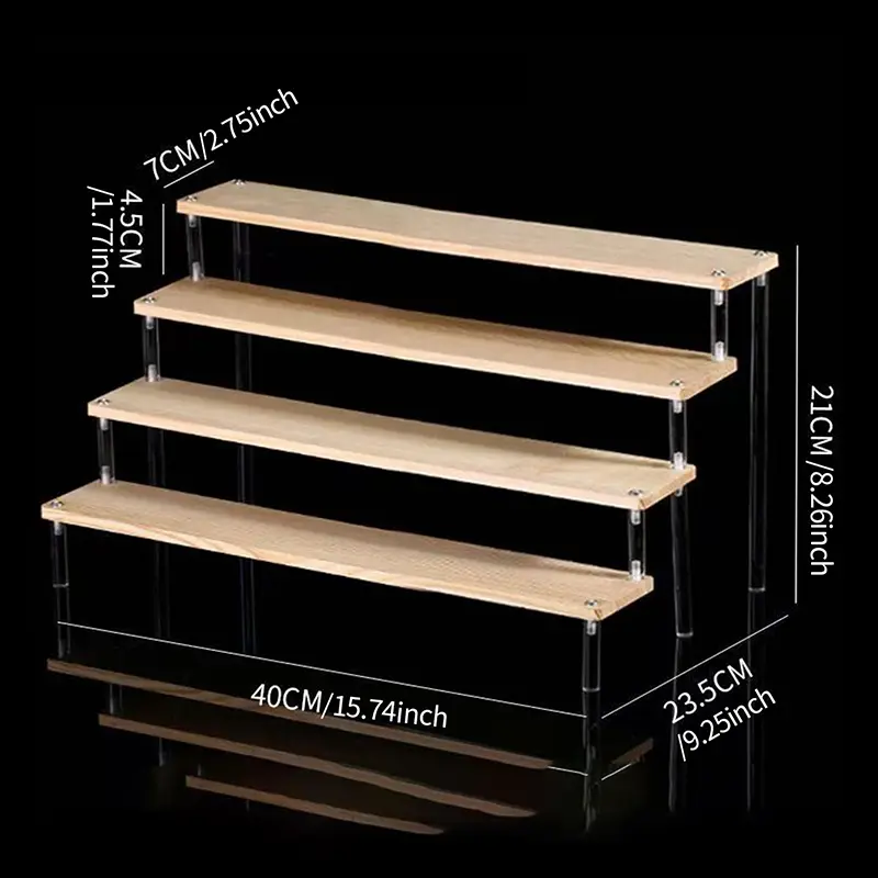 1-5 Tier Wood Acrylic Display Stand Hand-made Figure Doll Décor Toy Animation Car Model Blind Box Perfume Shelves Organizers - Image 15