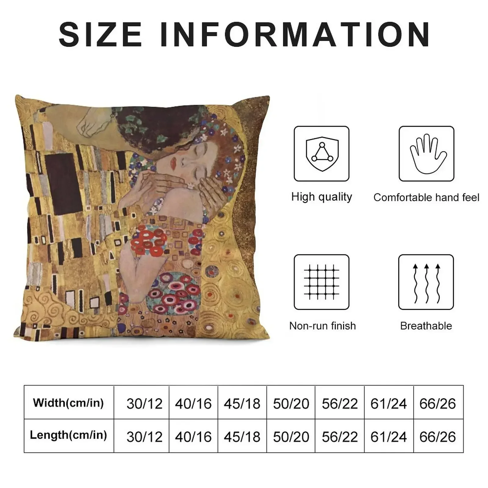 Vintage Gustav Klimt The Kiss 1907-1908 Throw Pillow Cushion Cover Set Christmas Pillow Custom Cushion Photo Pillow Decor