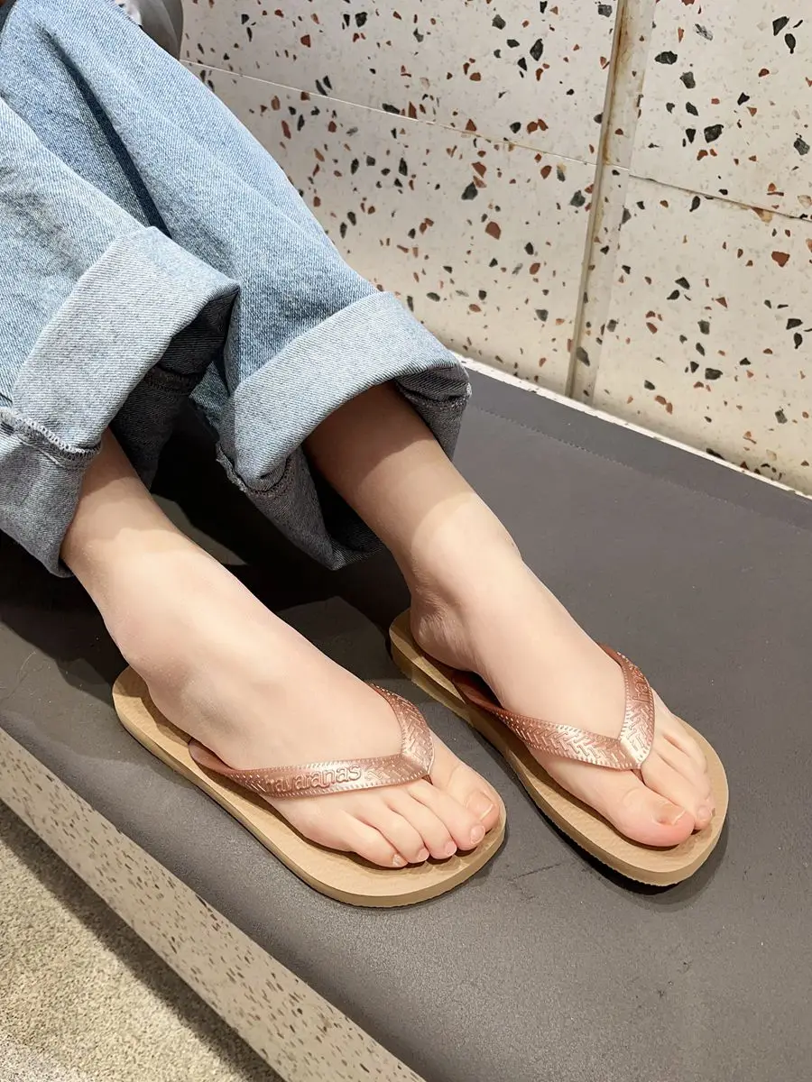 

Классические сандалии на плоской подошве, летние повседневные тапочки-стринги без шнуровки, пляжная одежда, нескользящая дышащая резиновая подошва