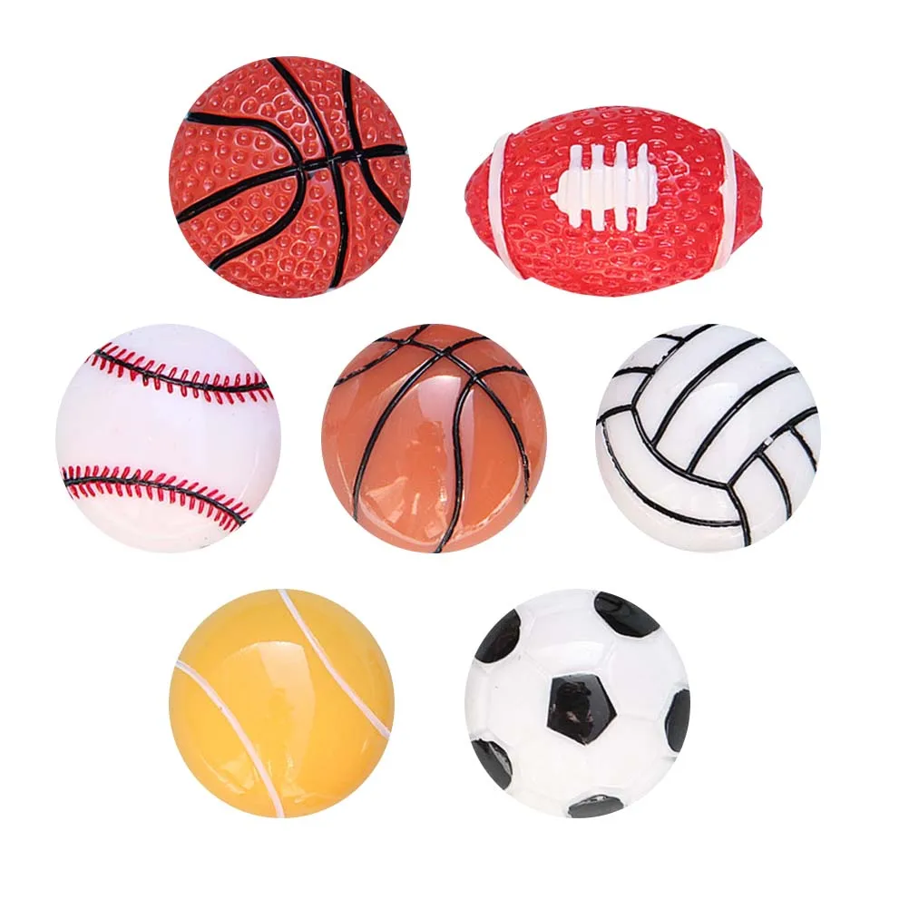 

26pcs Resin Sports Ball Patches Durable Lifelike DIY Phone Case Accessories Jewelry Making Charm Headdress Gifts