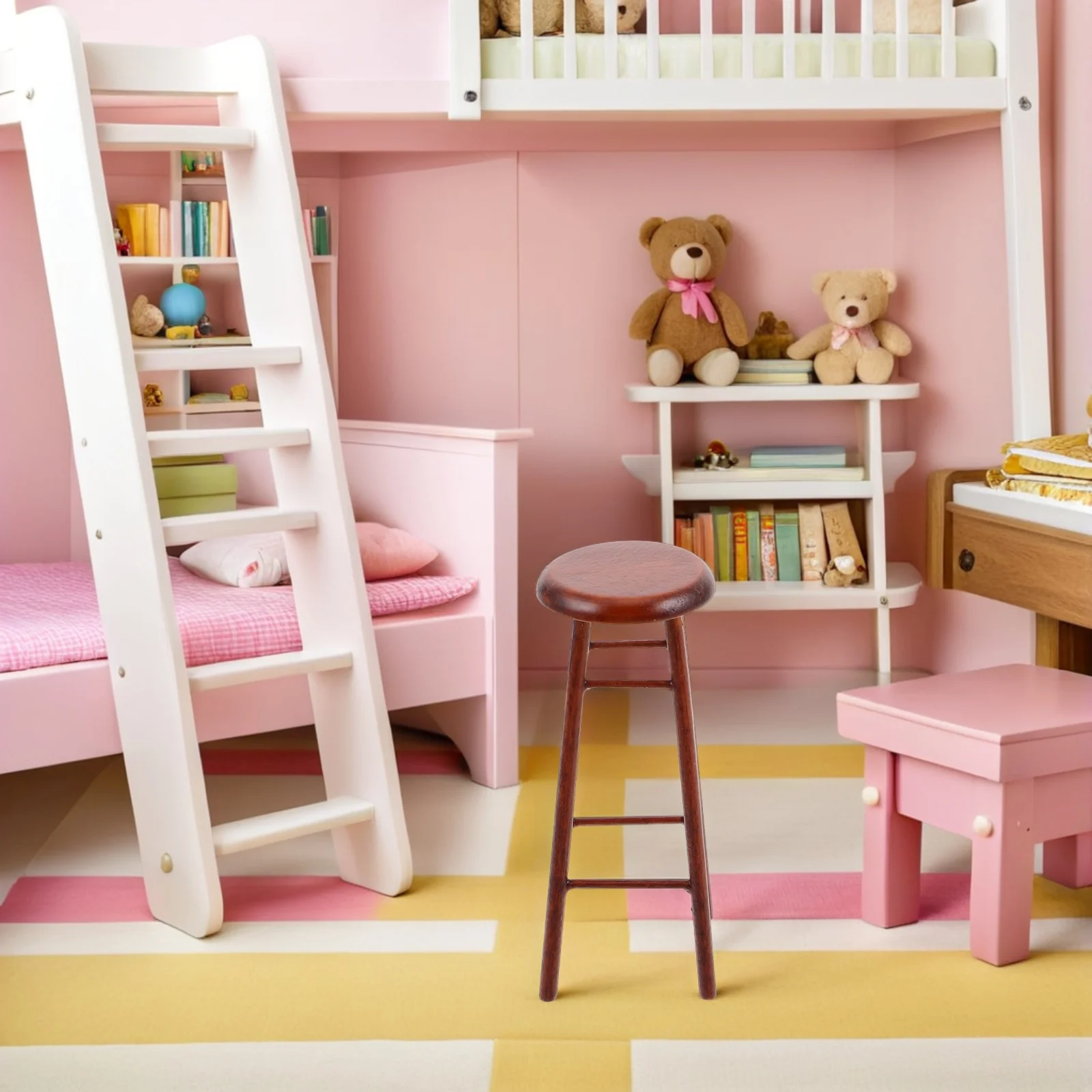 

Miniature Wooden Stool Dollhouse Furniture Realistic Detailing For Diy Home Decor Kids Play Nordic Style Bar Stool