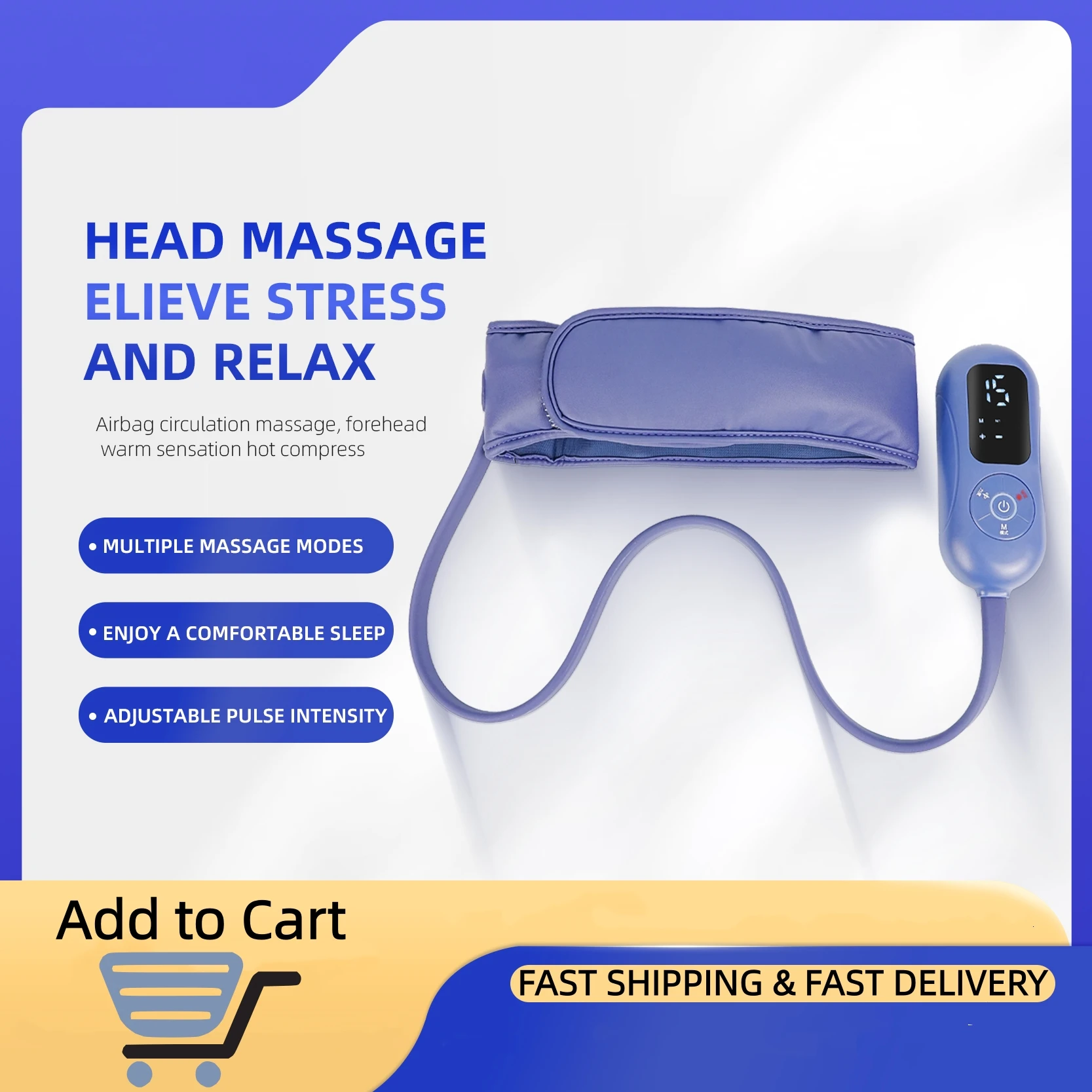 Electric Sleep Aid Head Massager Airbag Wrapping Cap Scalp Massage Instrument with Air Compression Relaxation Rechargeable Use