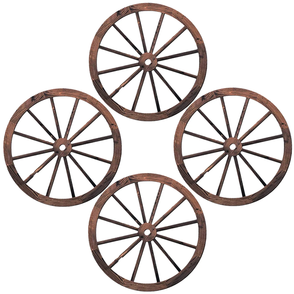 

4Pcs Wooden Wagon Wheel Decor Rustic Wall Art Home Indoor Hanging Decoration Vintage Style Pendant Wagon Wheel