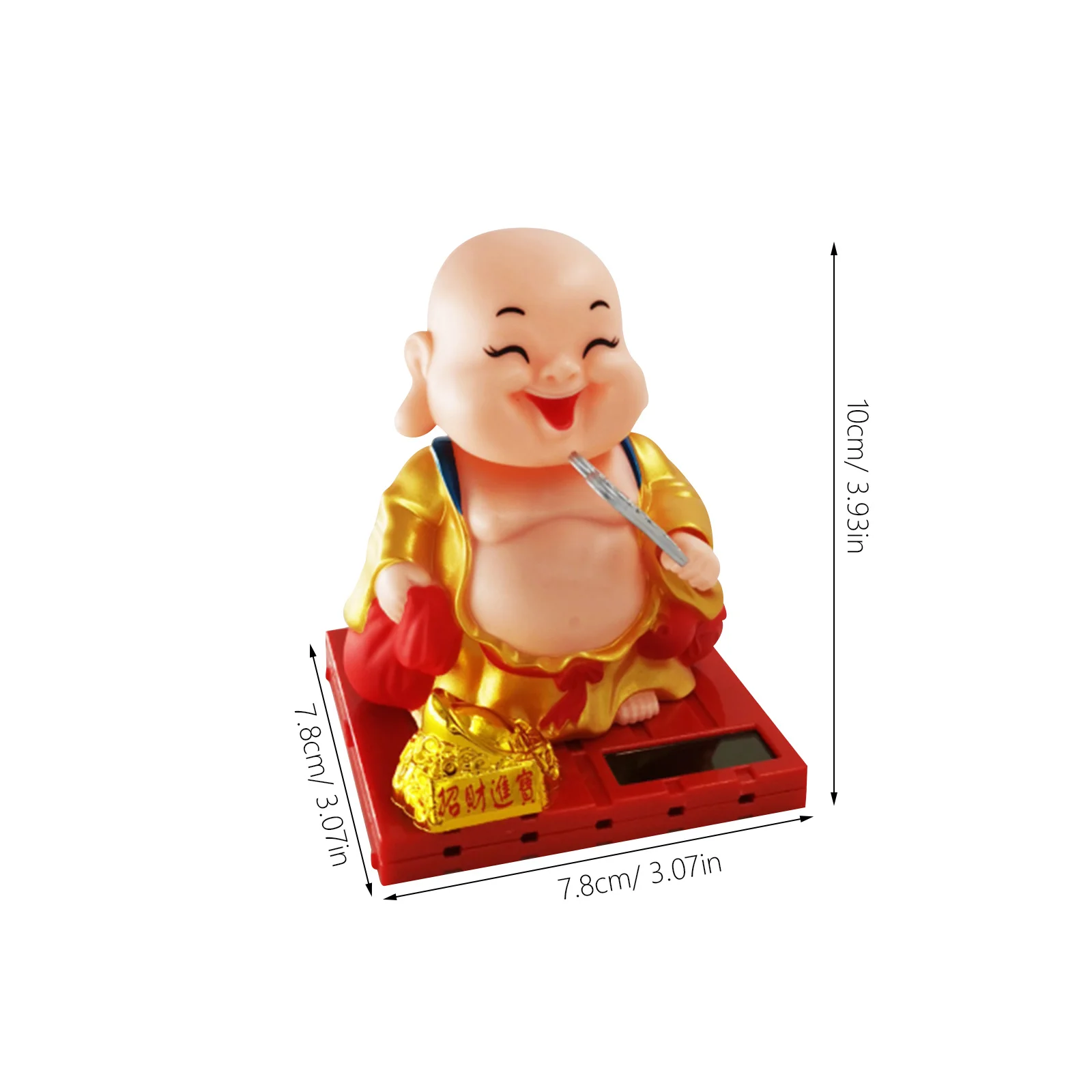 1 pçs adorno de buda maitreya operado a energia solar para carro e mesa decoração de movimento noturno interior da casa elegante cultura chinesa